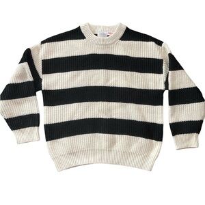 Zara Black and Cream Striped Unisex Kids Sweater-size 4/5